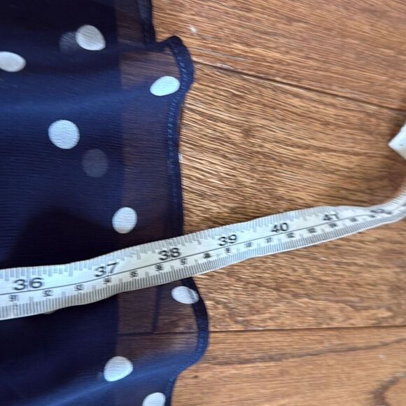 Banana republic sundress navy polka dot fit and flare chiffon dress 6petite - Picture 10 of 15